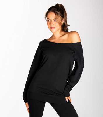 Pineapple Black Off Shoulder Sweat Top