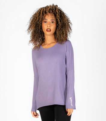 Pineapple Light Purple Drop Shoulder Long Sleeve T-Shirt