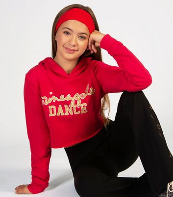 Girls Pineapple Red Logo Crop Pullover Hoodie New Look