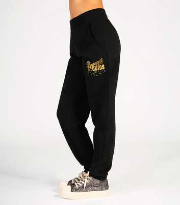 Girls Pineapple Black Metallic Logo Jersey Joggers