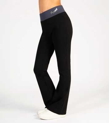 Pineapple Black Flared Stretch Cotton Leggings