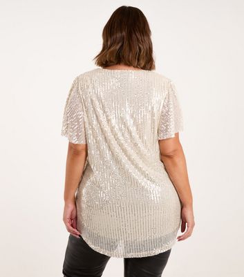 cream sequin top