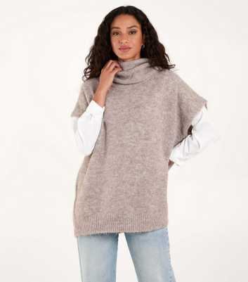 Blue Vanilla brown Chunky Neck Tabard Jumper