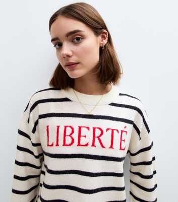 White Liberté Stripe Knitted Jumper