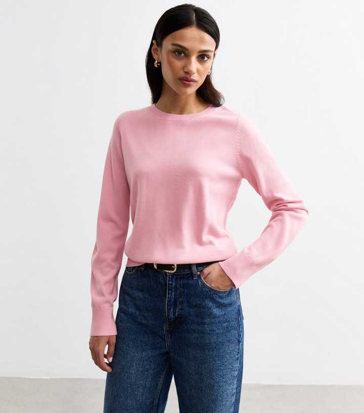 Pink Long Sleeve Crew Neck Jumper