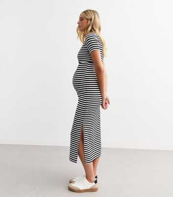 Maternity Black Striped Midi Dress