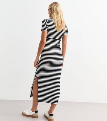 Maternity Black Striped Midi Dress New Look