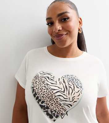 Curves White Cotton Heart T-Shirt 