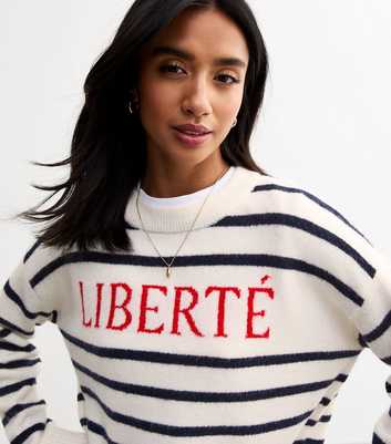 Petite White Liberté Stripe Knitted Jumper