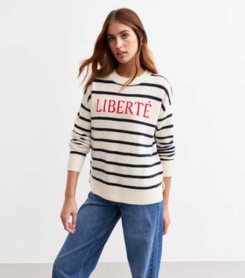 Tall White Liberté Stripe Knitted Jumper