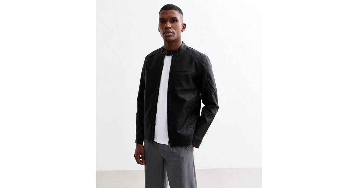 Only Sons Black Regular Faux Leather Jacket New Look