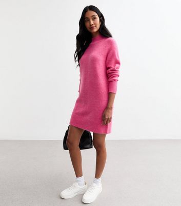 Sunshine Soul Pink Knit Turtle Neck Jumper Dress