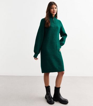 slim fit dress slacks Neon Lime Green Roll Neck Jumper Dress main image 0