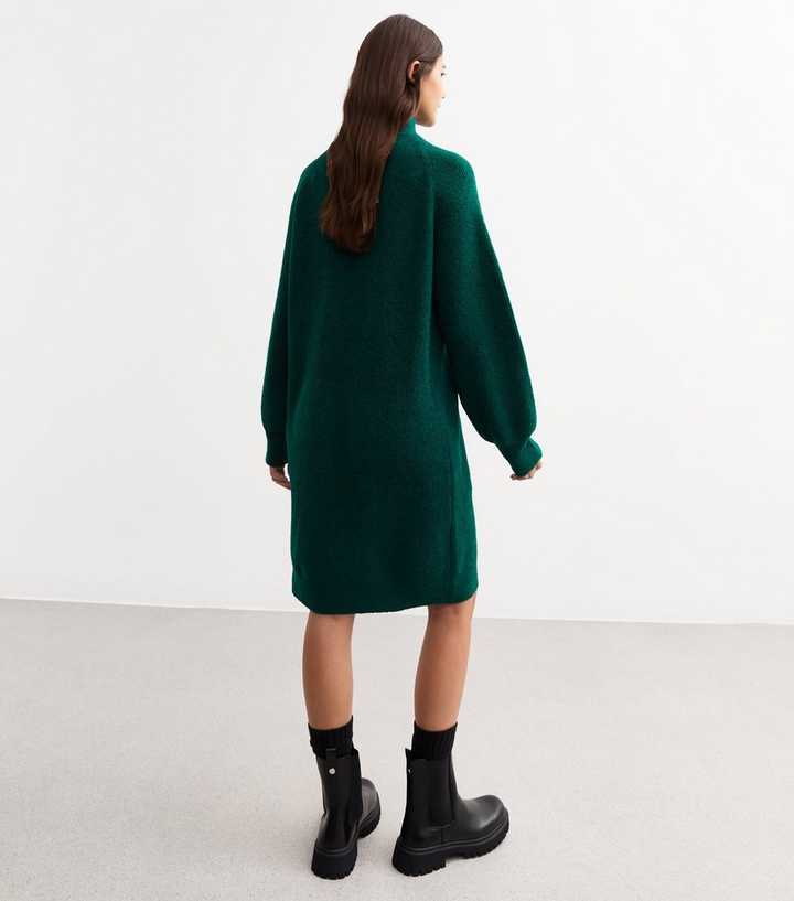 slim fit dress slacks Green Knit Dress High Neck Tie Waist