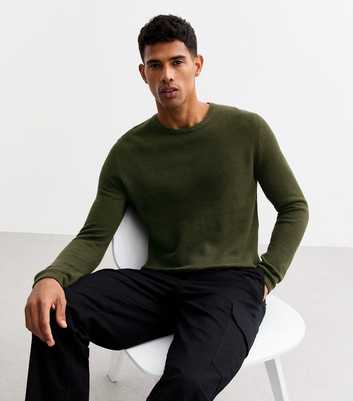 Only & Sons Khaki Waffle Knit Crew Neck Jumper