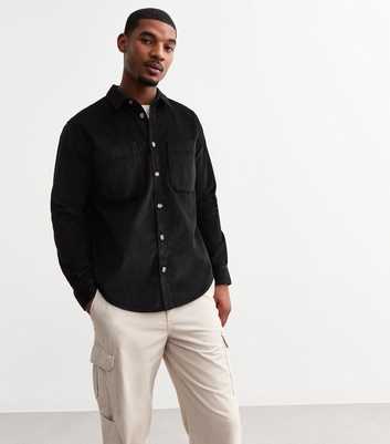 Only & Sons Black Relaxed Cotton Corduroy Shirt