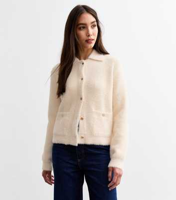 Sunshine Soul Cream Fluffy Knit Button Up Cardigan