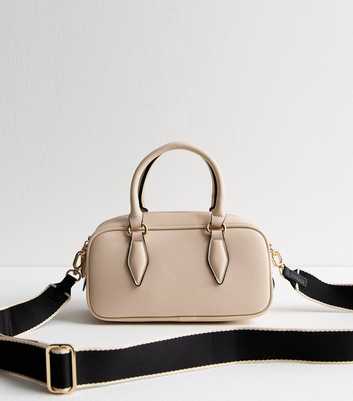 Cream Faux Leather Bowler Crossbody Bag