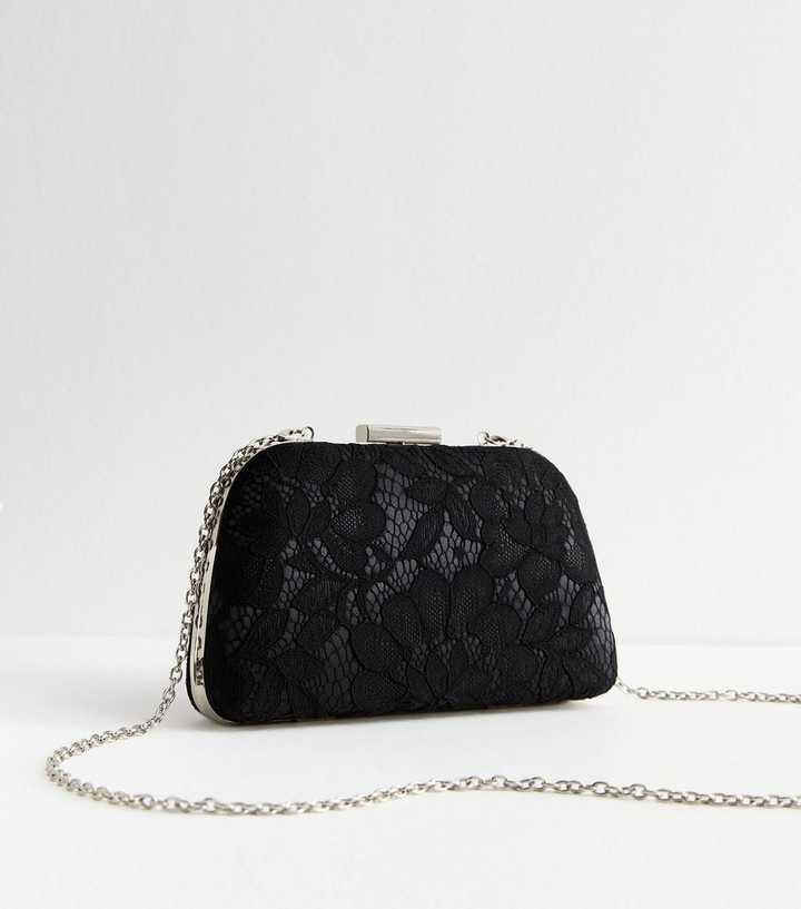 Black Lace Box Clutch