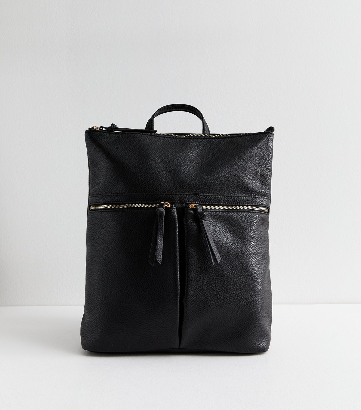 Black Faux Leather Backpack Vegan New Look