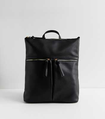 Black Faux Leather Backpack