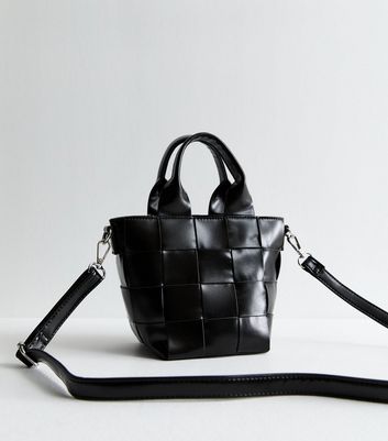 Black Weave Crossbody Grab Bag New Look