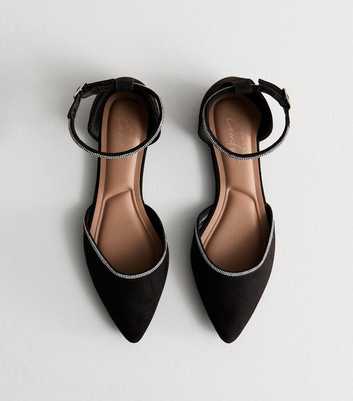 Black Suede Diamantè Embellished D'Orsay Pumps