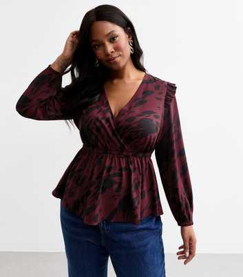 Curves Red Animal Print Blouse