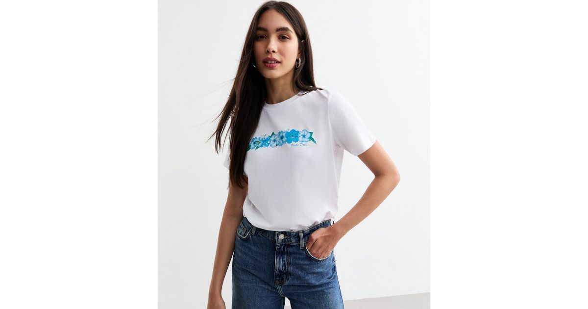 White Floral Print Jersey T-Shirt | New Look