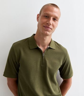 Men's Jack & Jones Khaki Green Polo Shirt New Look