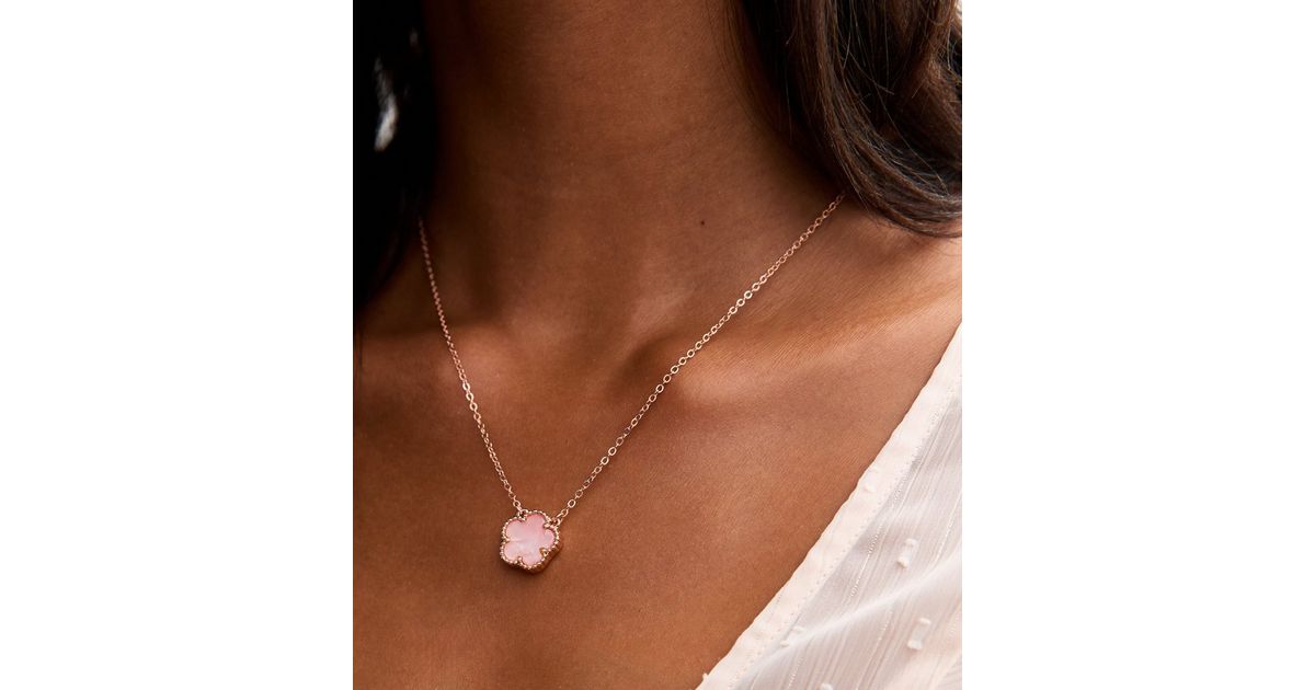 Pink Panache Gold & Mint Flower Necklace