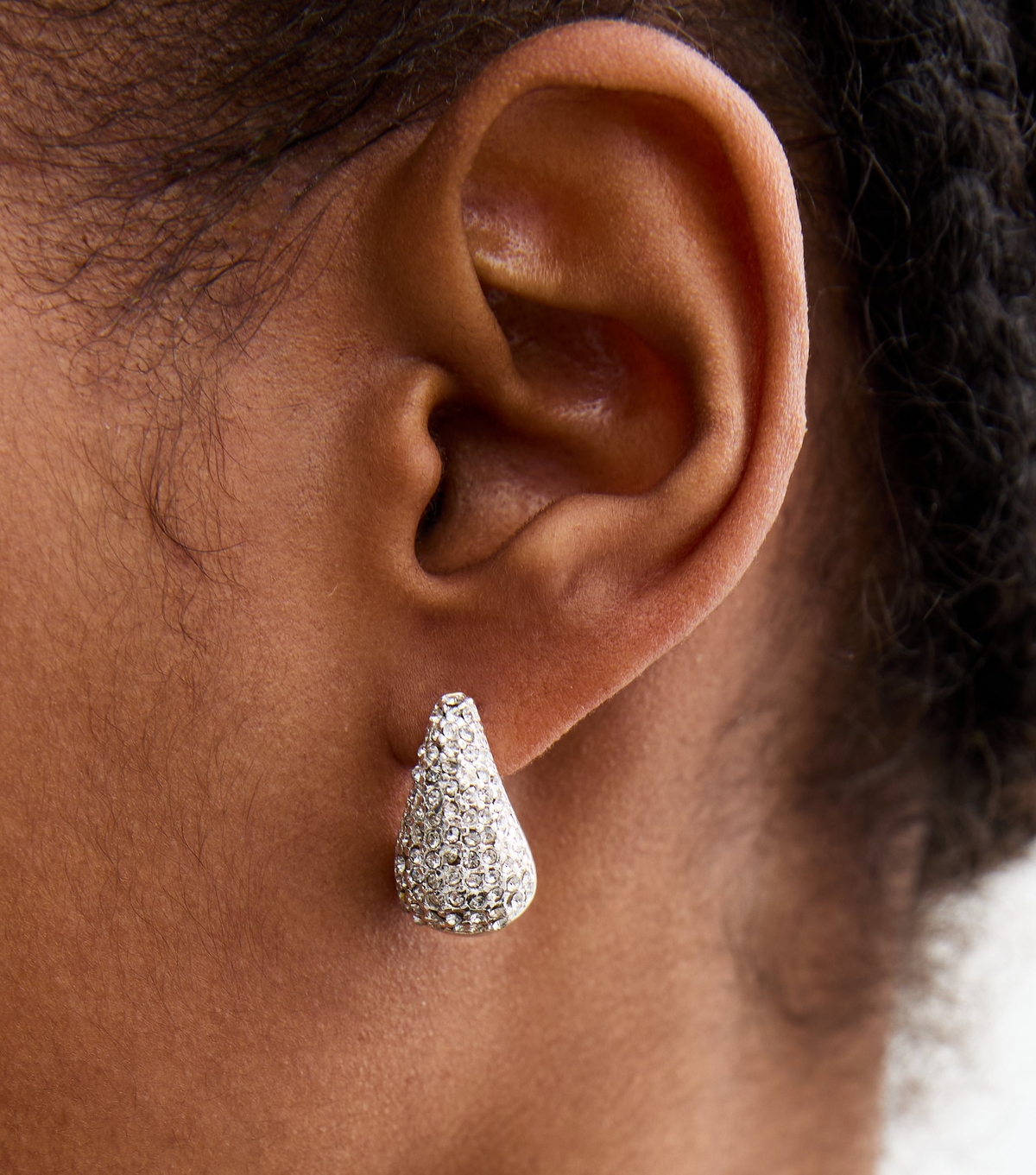 Silver Tone Diamanté Teardrop Earrings New Look