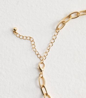 Gold Tone Twist and Clean Link Chain Necklace New Look