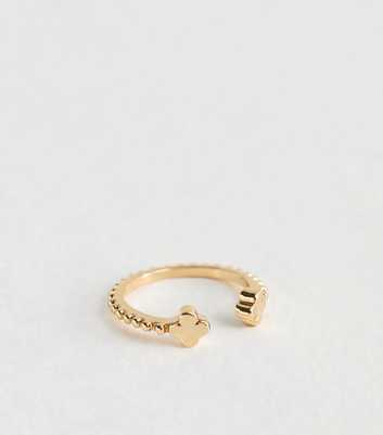 Gold Tone Flower Open Band Ring 