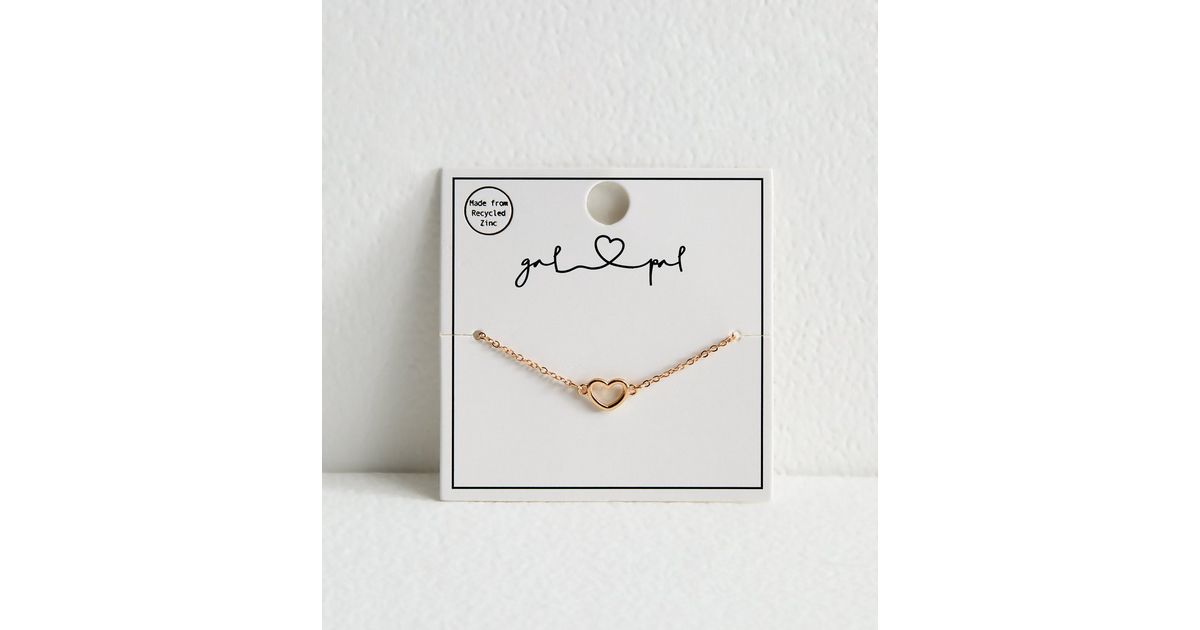 Rose Gold Tone Heart Bracelet New Look