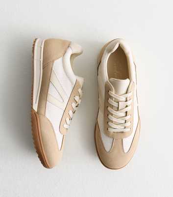 Off White Faux Suede Trainers