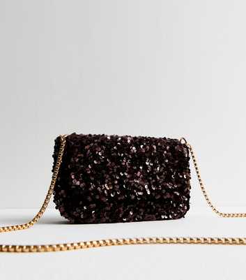 Brown Sequinned Crossbody Bag