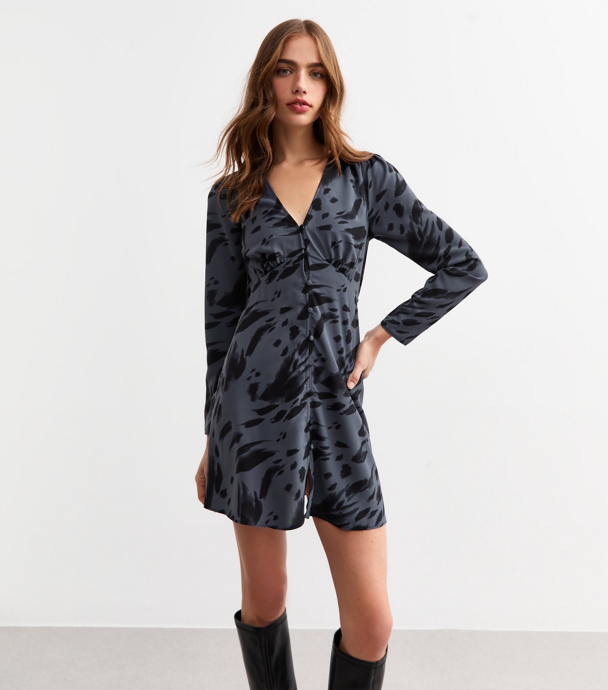 Women's Blue Blur Print Mini Dress New Look