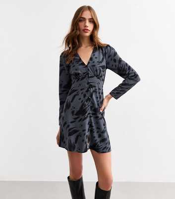 Blue Blur Print Mini Dress