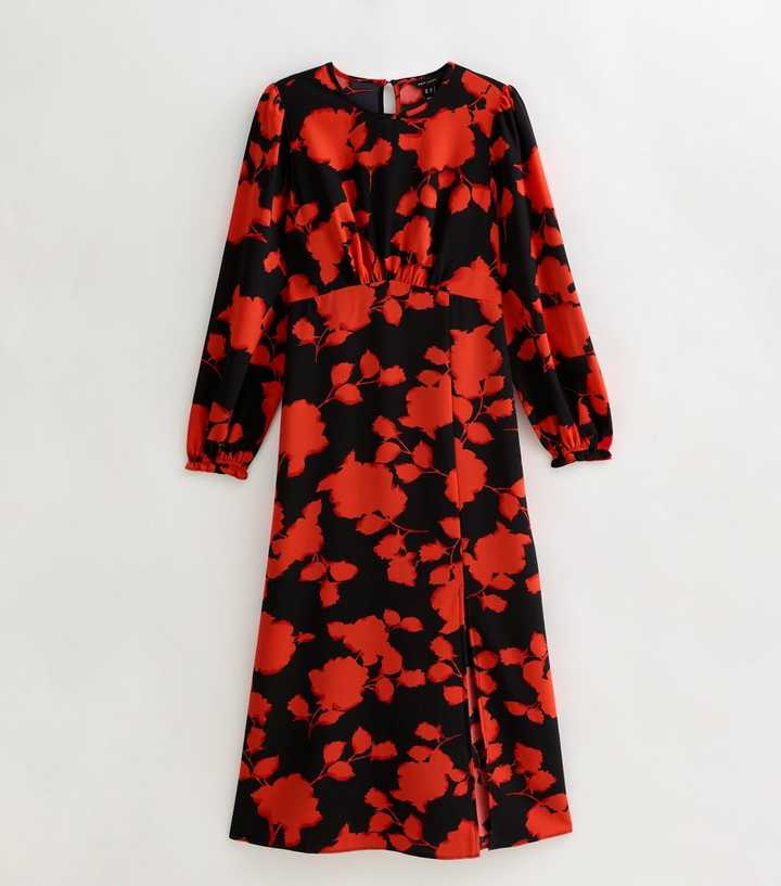 strapless open back dress Two Tone Chiffon Midaxi Dress, Red Floral – Jolie Moi Retail
