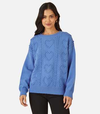 Yumi Blue Heart Pattern Knit Jumper