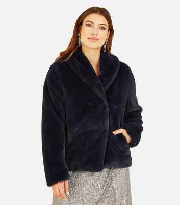 Yumi Black Faux Fur Wrap Coat