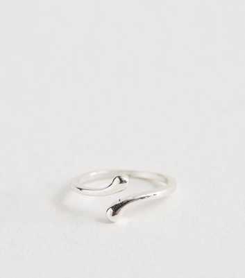 Silver Tone Skinny Teardrop Wrap Ring