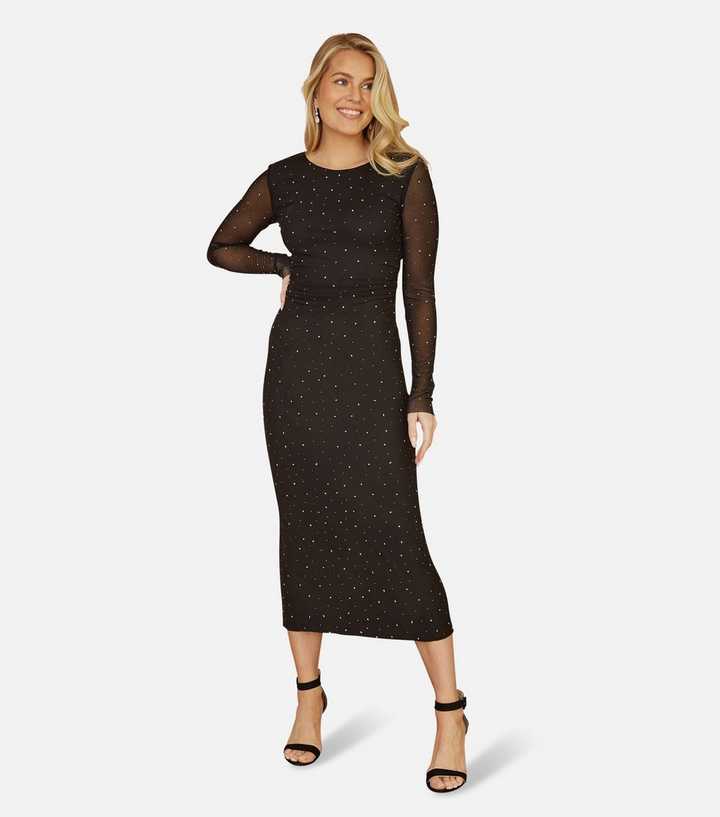 black party plus size dress Berylove Women Maxi Mother Dress Plus Size Black V Neck Half Sleeves Embroidered Wedding Party Guest Dress, Black / 3XL