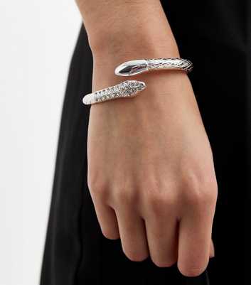 Silver Tone Diamanté Snake Cuff Bracelet