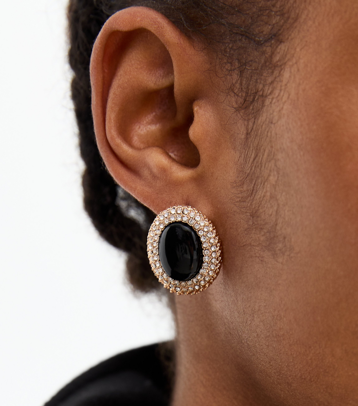 Gold Tone Diamante Oval Stud Earrings New Look