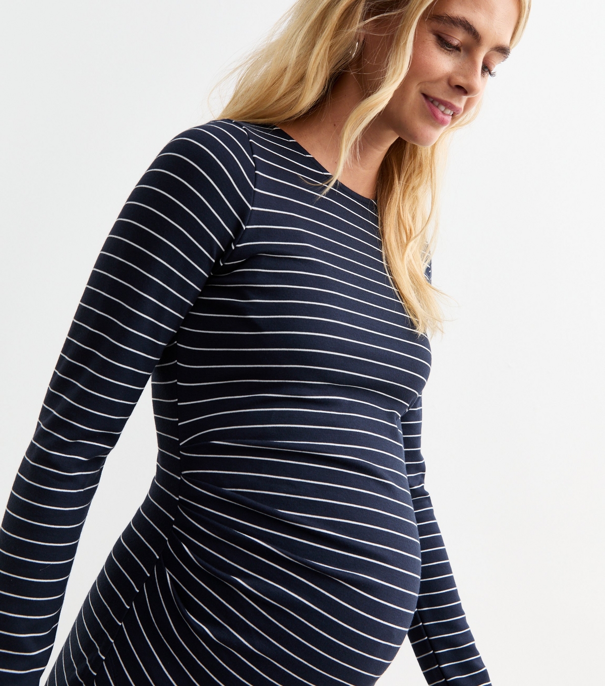 Women's Maternity Blue Striped Jersey Mini Dress New Look