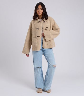 Urban Bliss Camel Borg Duffle Coat | New Look