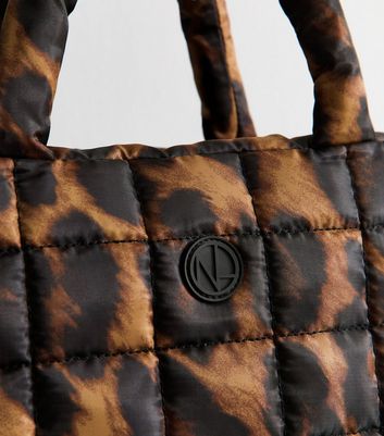 Black Leopard Print Padded Tote Bag New Look