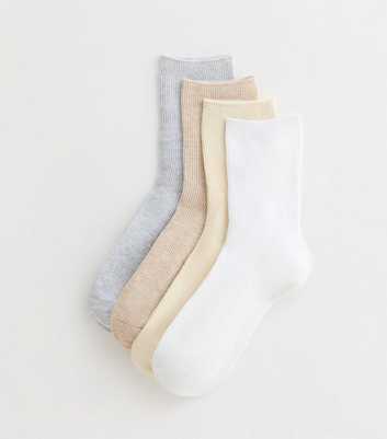 4 Pack of Multicoloured Ribbed Ankle Socks